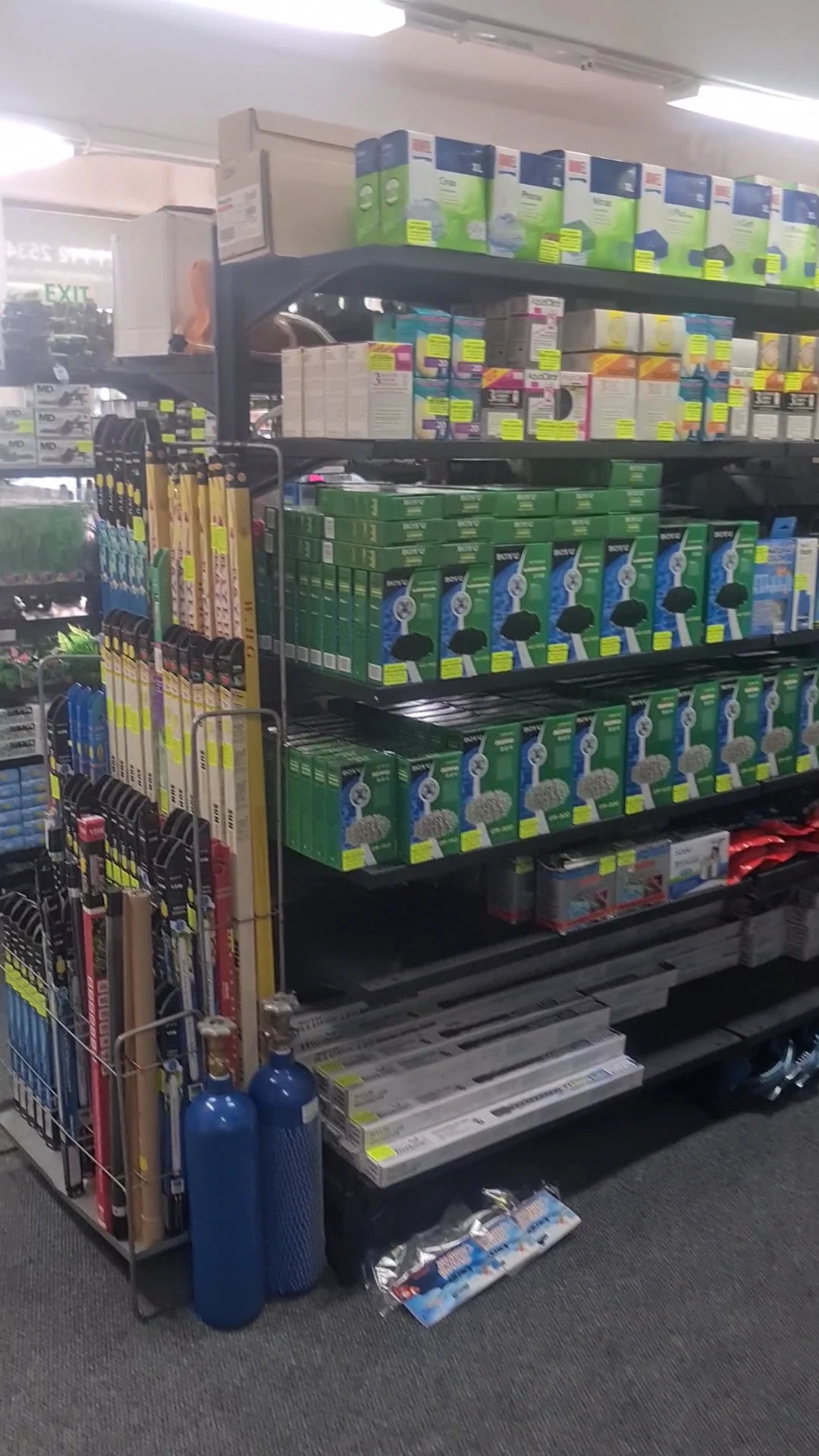 Shelves of filters, pumps and equipment